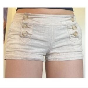Low Rise Express Linen Sailor Shorts in Cream (Size 0)